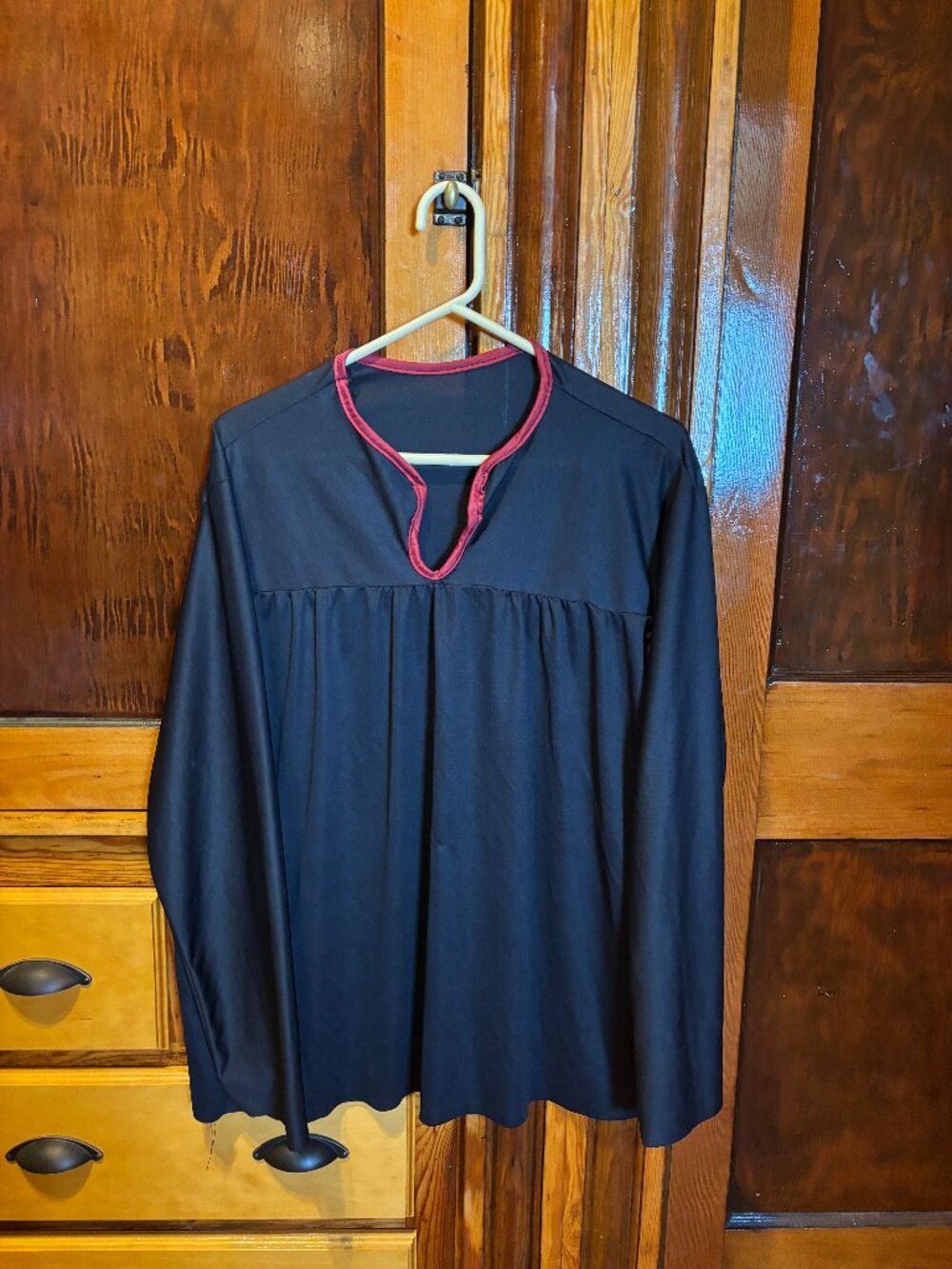 Rubie's Costume Co. Black Tunic Shirt w/ Red Trim Split Neckline One Size